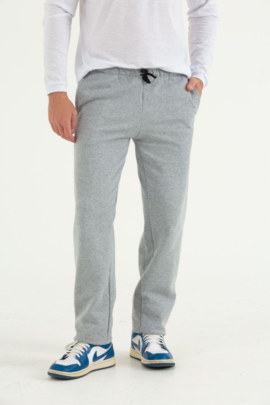 Calça Moletom Bainha Cinza Mescla