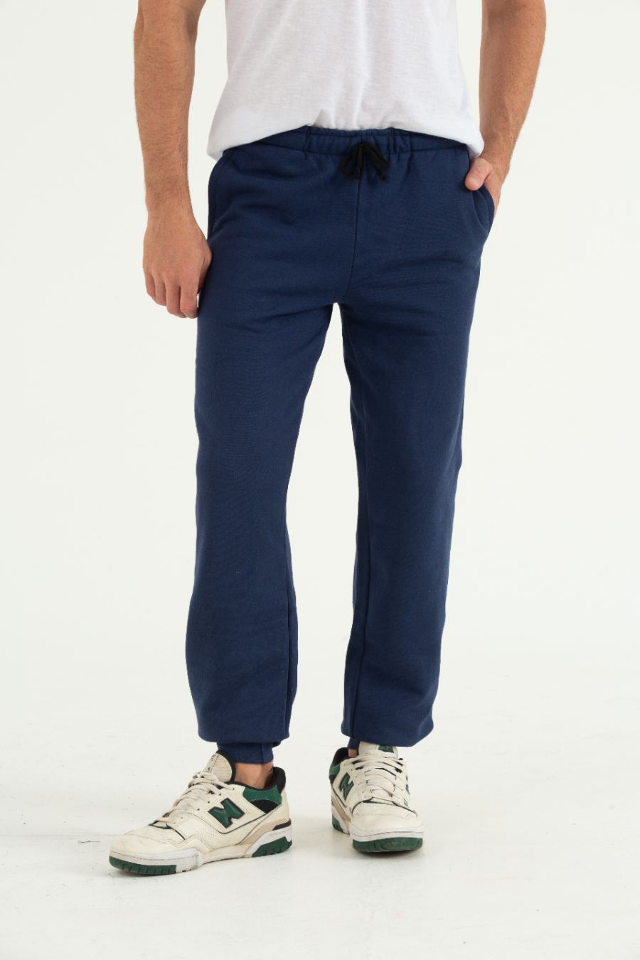 Calça Moletom com Punho Azul Marinho